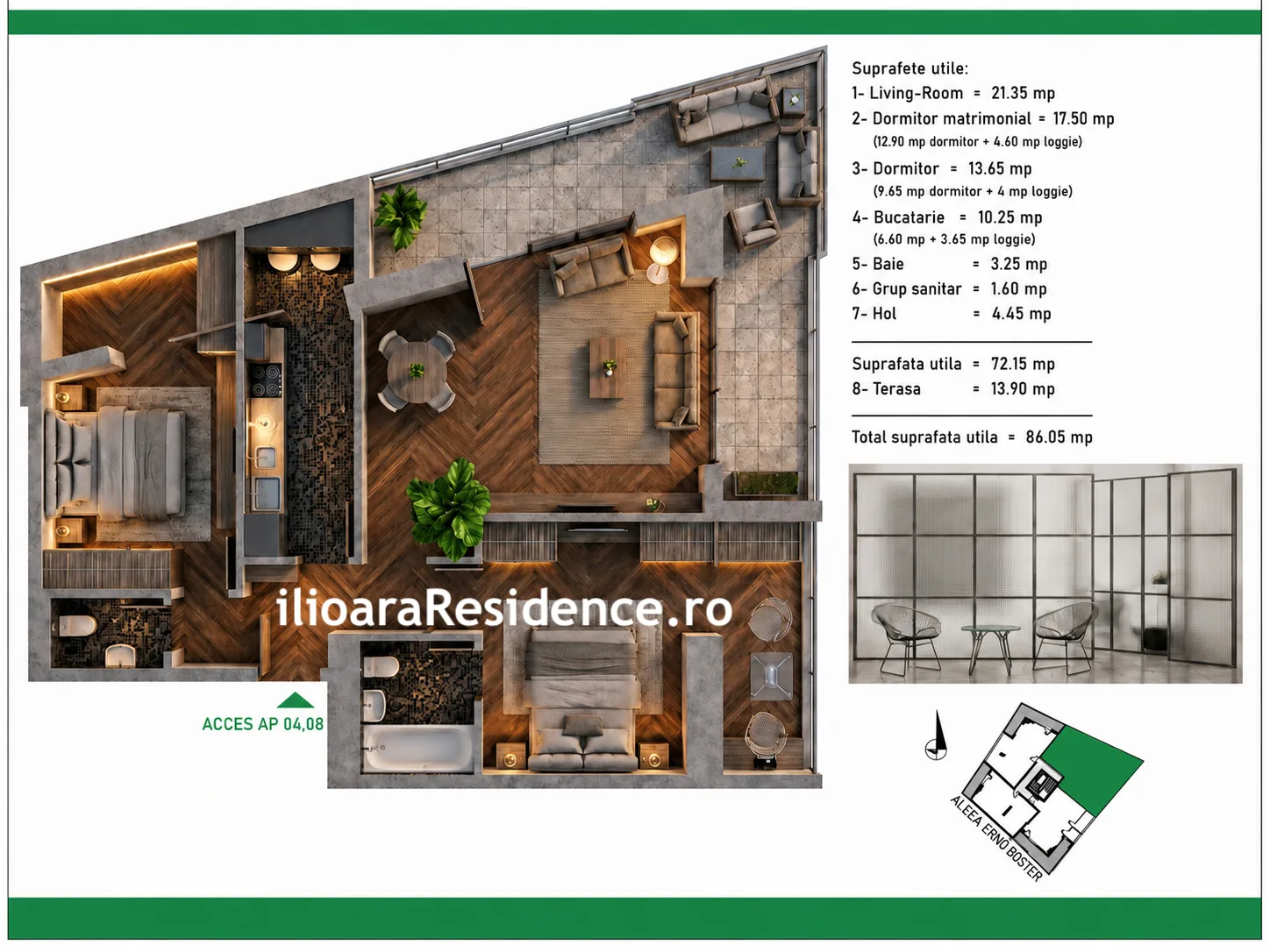 Apartament 3 camere · Etaj 3, ap. 12 — Bucătărie închisă