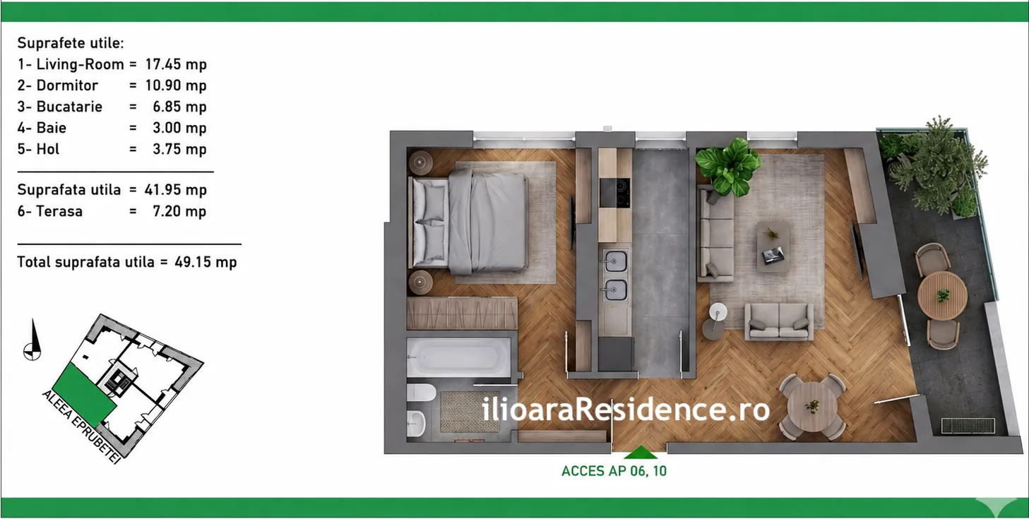 Apartament 2 camere · Etaj 4, ap. 18 — Bucătărie închisă