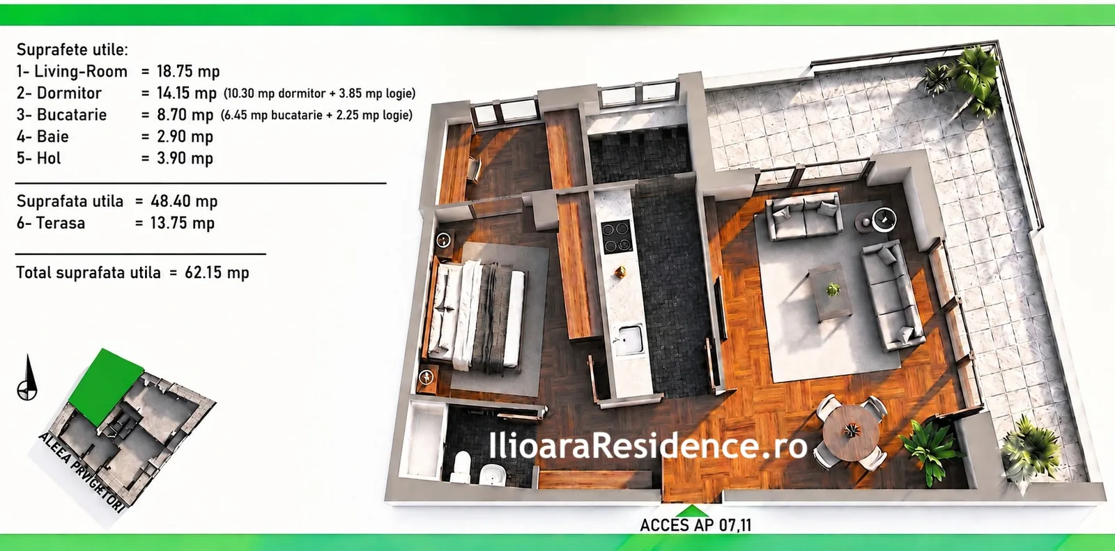 Apartament 2 camere · Etaj 6, ap. 27 — Bucătărie închisă