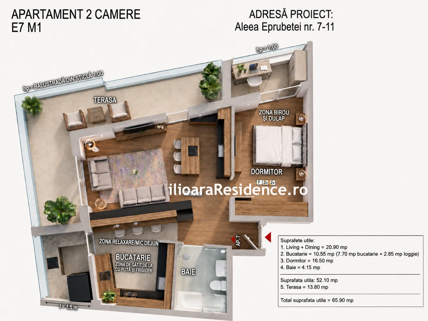 Apartament 2 camere · Etaj 8, ap. 35 — Vedere de zi